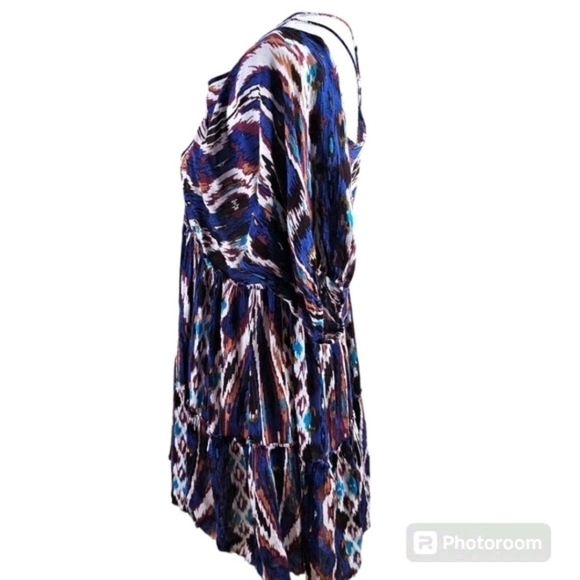 Free People One Monarch Mini Dress Multicolored Purple Pink Large Boho - Picture 6 of 8